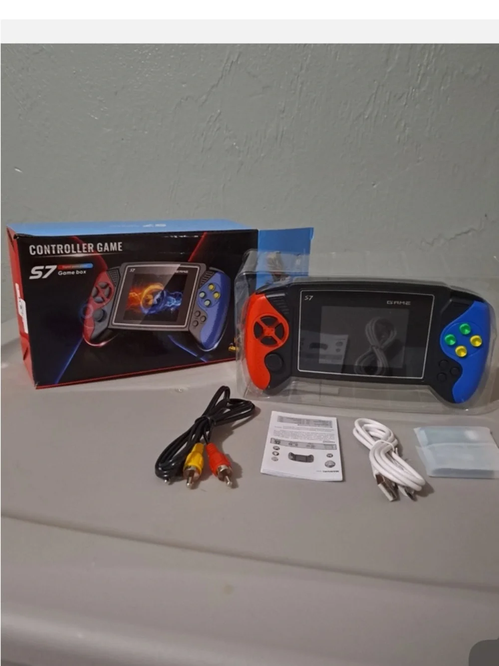S7 Red & Blue Handheld Game Console - Portable Controller Game Box